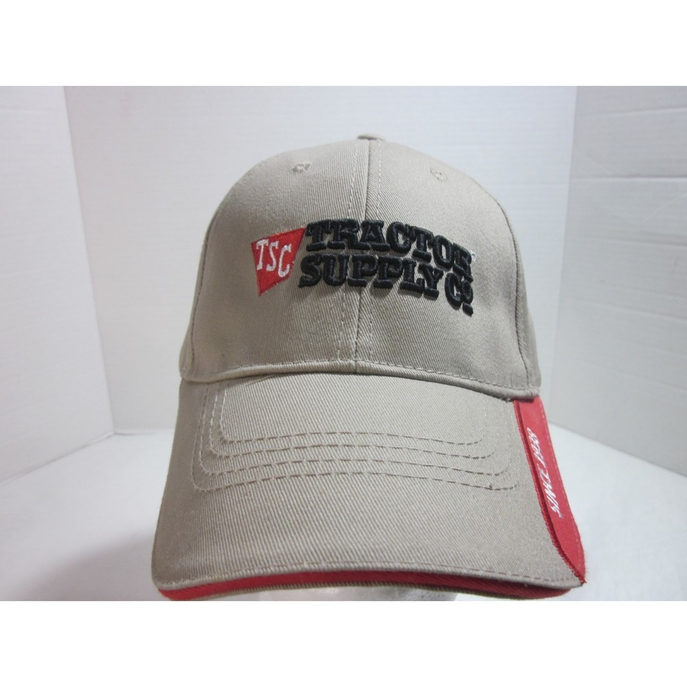 Tractor Supply Since 1938 Baseball Cap Tan Red Farm Strap Buckle Back NWOT